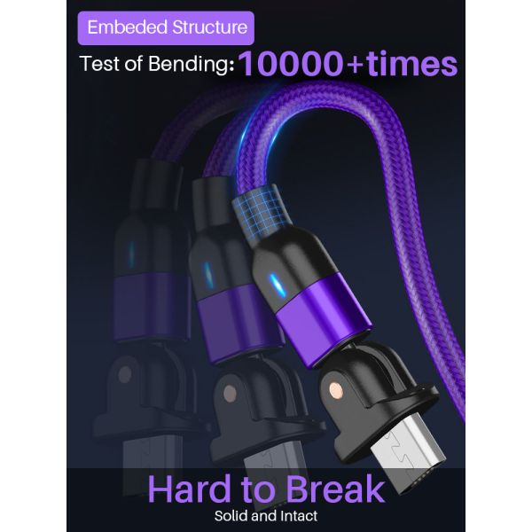 180 Rotation USB Magnetic Data Cable 3A Universal Magnetic Charging Cable