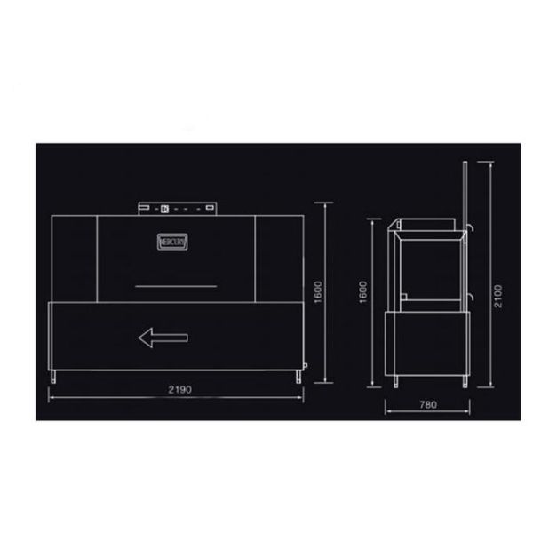 Tunnel Type Double Cylinder 400mm Industrial Restaurant Dishwasher