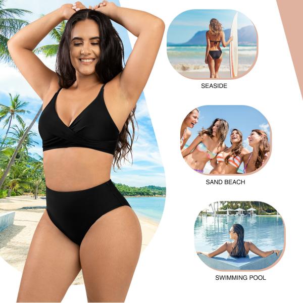 HEXIN High Waist Two Pieces Customized Logo Printing AS SHOW Swimsuits for Women 2023