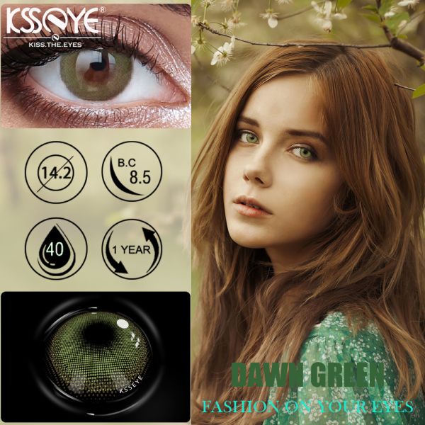 Ksseye Natural Dawn Green Contact Lens Girls Green Eye Colored Contact Lenses