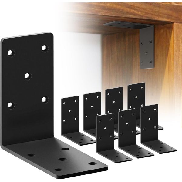 Strong Wide Corner Braces, Industrial L Shape Angle Brackets, 90 Degree Metal Shelf Support Brackets