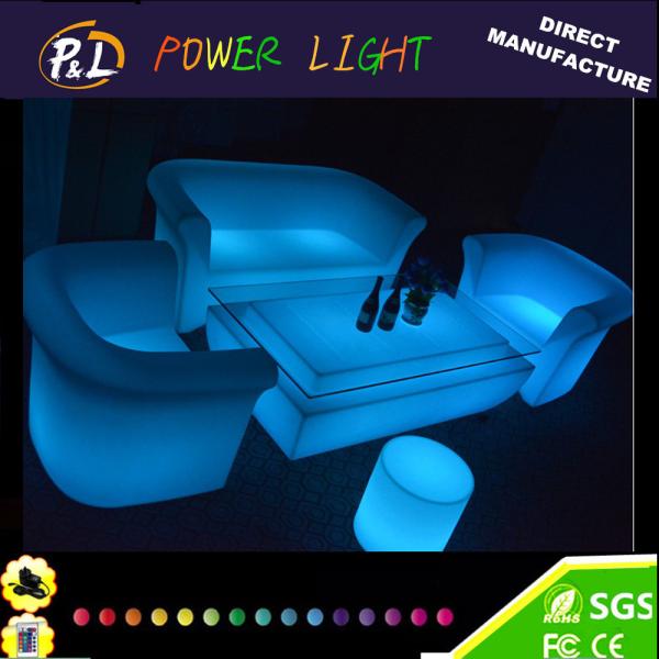 Outdoor Plastic Illuminated LED Lounge Sofa Set