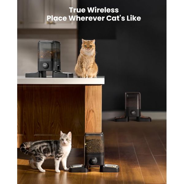 2K Camera Smart Pet Feeder Dual WiFi Two Way Audio Large Capacity for Pets