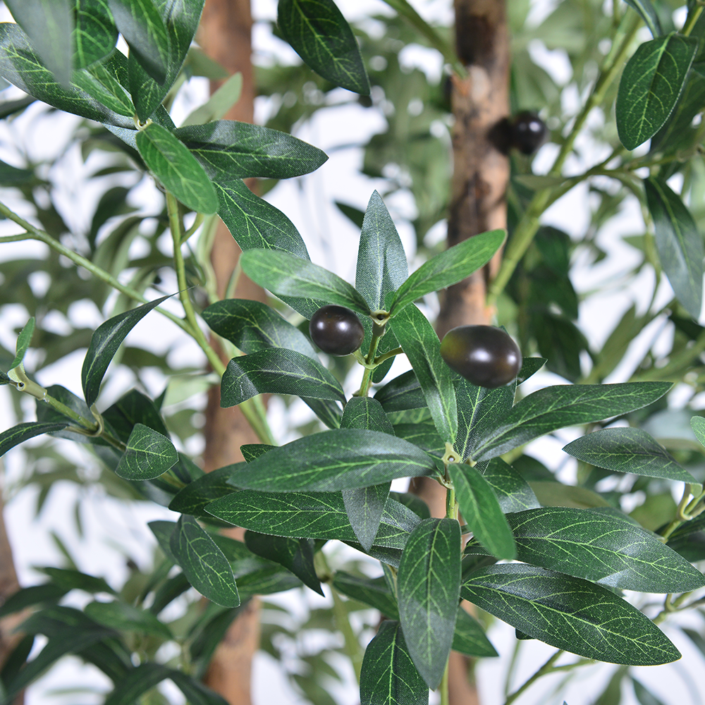 High-End 6FT Faux Olive Tree Indoor Multi Trunk Black Artificial Tree Olive With Natural Wood Trunk For Home Office Mall Decor