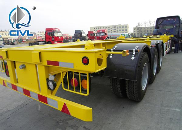 3 Axles 2 Legs Semi Trailer Trucks , Sinotruk Cimc 40ft Flatbed Truck