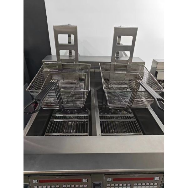 Автоподъемный электрический двойной горшок 28 кВт чипсы открытый фритюрник с системой фильтрации масла