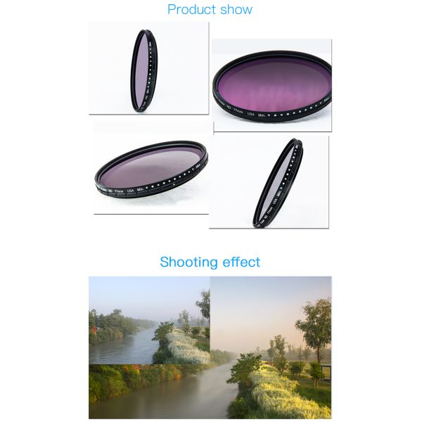 Adjutable Variable ND Filter HD MRC ND2-ND400 37mm To 95mm Caliber 18g