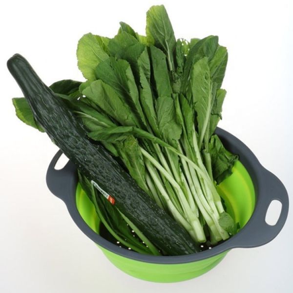 Circular Water Drain Basket , Silicone Folding Fruit Washing Basket Eco - Friendly