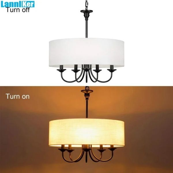 American Fabric Shade Chandelier Rustic Vintage Minimalist Fabric Pendant Lamp Retro Fabric Hanging Lighting (WH-VP-369)
