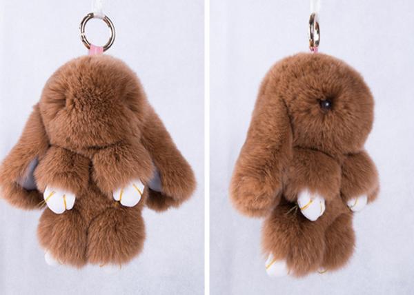 Peso leve feito a mão de Keychain 15 Cm da pele do coelho do luxuoso de Brown para a bolsa