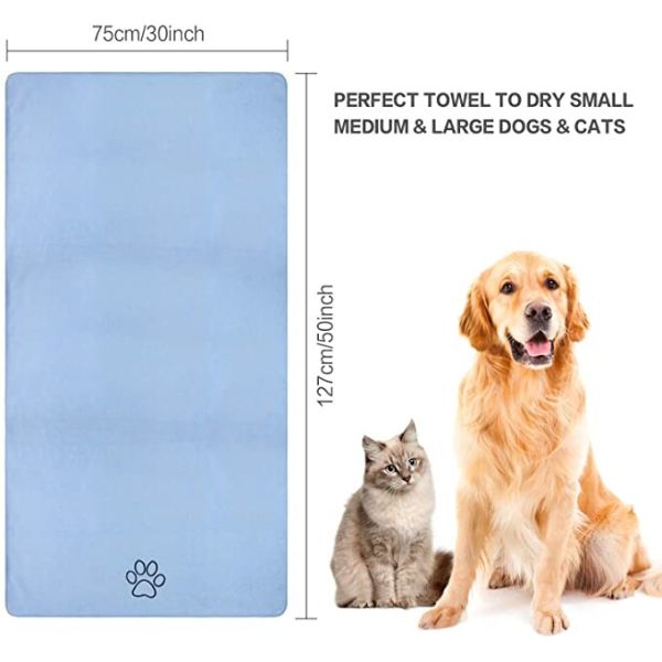 Blue 30''X50'' Pet Microfiber Towel , Extra Large Microfiber Bath Towels