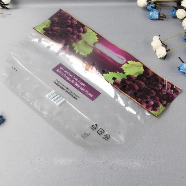 Eco Reusable Fresh Fruit Bags Micro Perforated Packing Plastic Material Flat Bottom