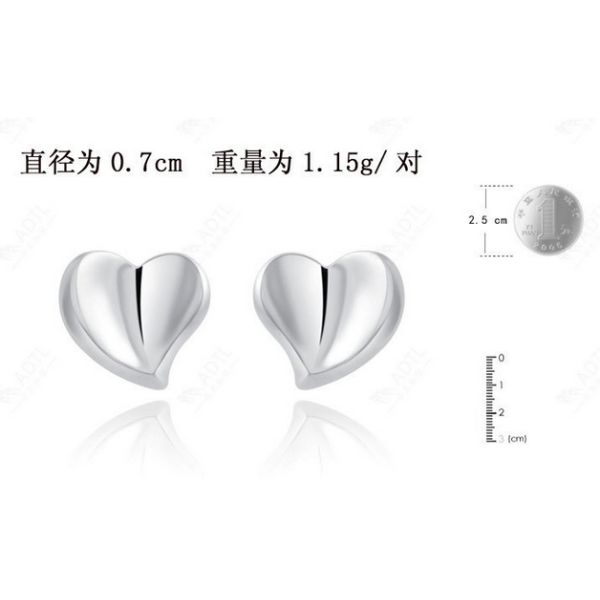 S925 Silver Love Heart earrings earrings Korean Korean