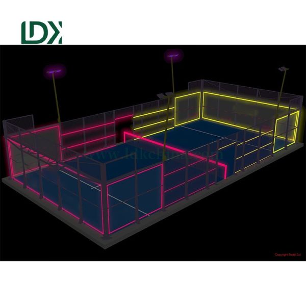 Eco-Conscious Glowing Padel Court Recyclable Build EnergySaving Lighting All-Weather Green Sports