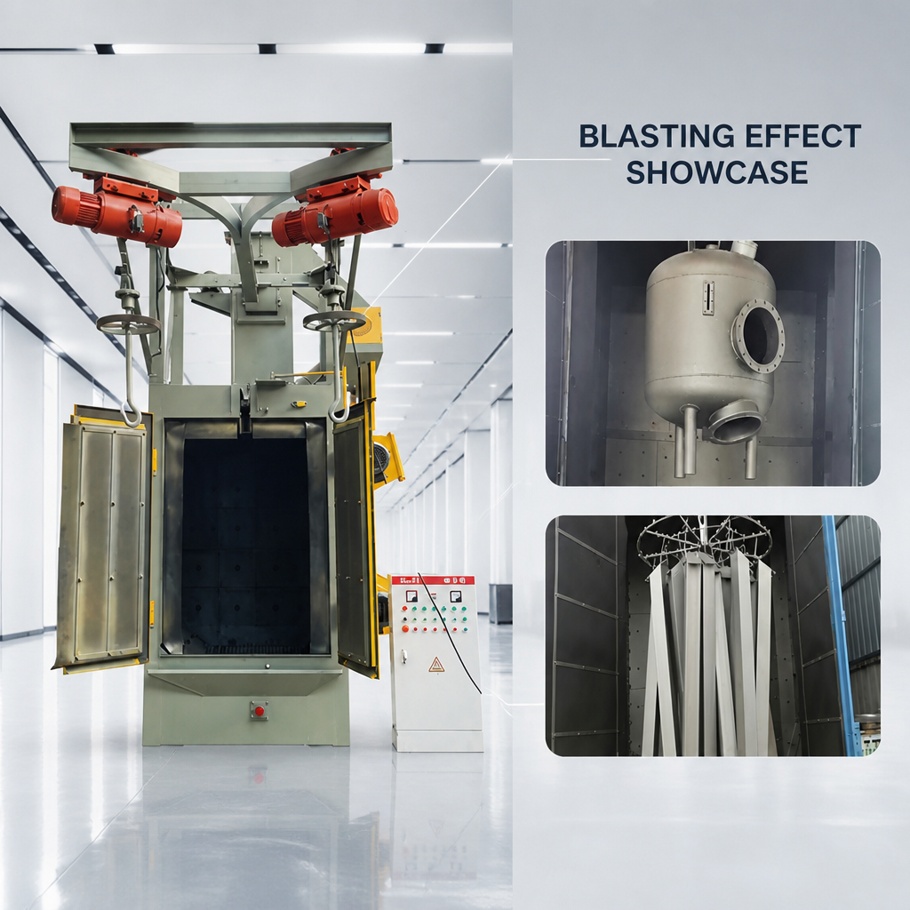 High Efficiency Metal Surface Treatment Hook Type Shot Blasting Machine, Industrial Automatic Rust Removal Blaster, CE Cert