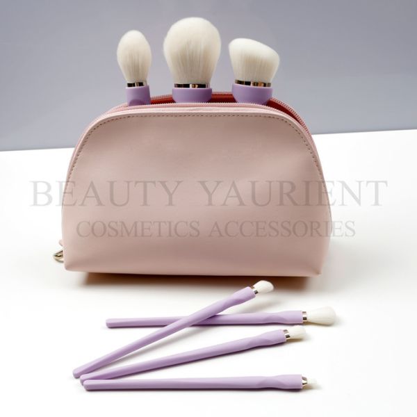Purple PBT Synthetic Hair 7Piece Face Makeup Brush Set For Blending Highlighter