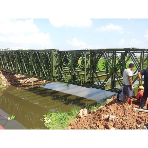 Army Portable Steel Bailey Bridge Painted Or Hot Dip Surface Treat Earthquake Heavy Snow Bearing