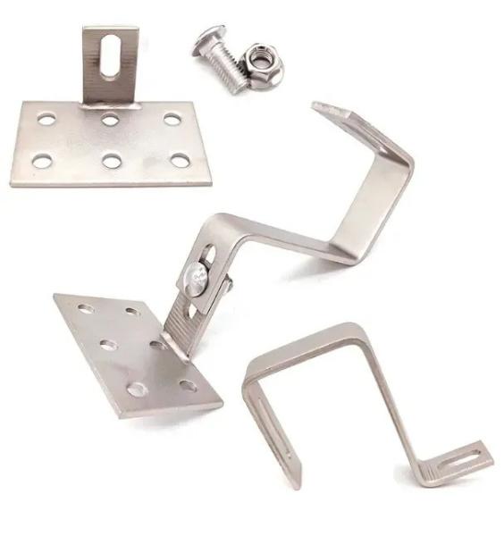 Polished Stainless Steel Adjustable Solar Roof Hooks Screw Installation