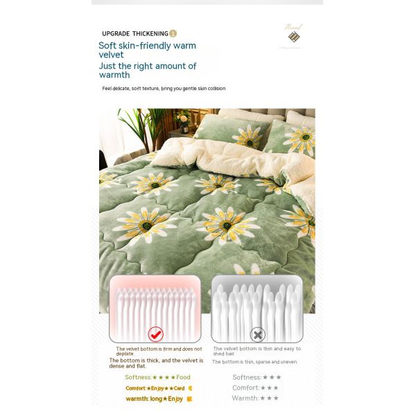 Customized Size Bedding Set Thickened Warm Lamb Fleece Quilt with 100% Polyester Fabric