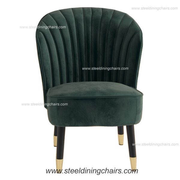 Velvet Upholstered 78cm Armless Iron Green Accent Armchair