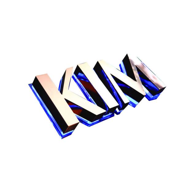 Factory Custom Gold Color Stainless Steel Shop Brand Studio Name Golden 3D Backlit Logo Sign
