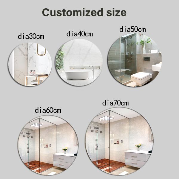 Wall Gym Silver Mirror Unique Deco Sticker for Bathroom Hanging Decoration Home Decor