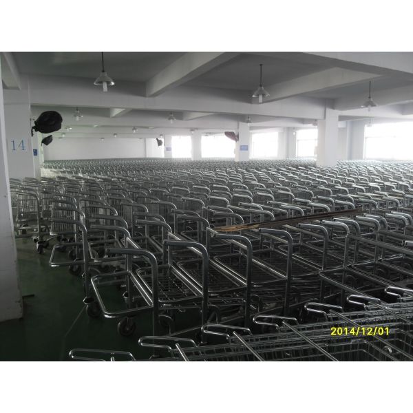 Chrome Plating Rolling Shopping Basket Trolley With Two Metal Or Plastic Basket 50L