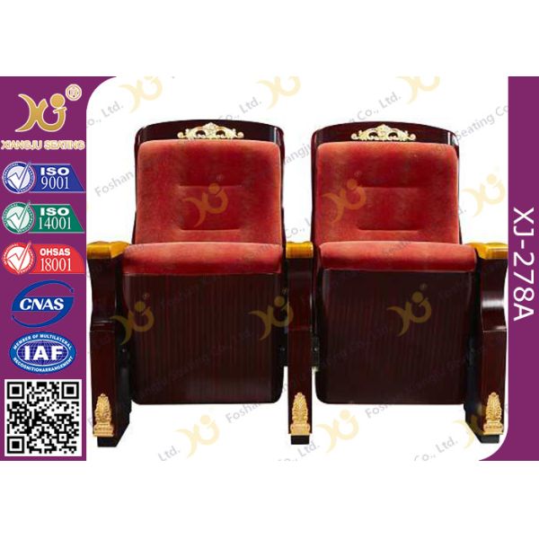 Original Wooden Decoration Church Hall Chairs / Auditorium Theater Seating