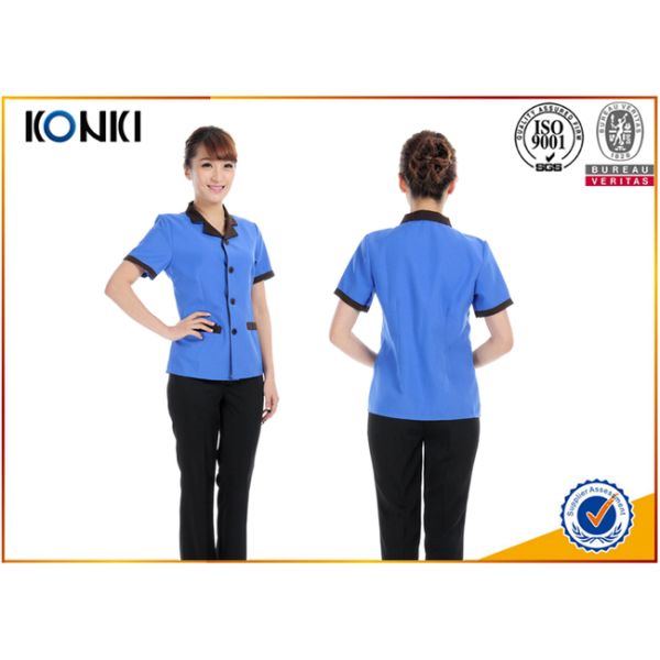 Summer Stylish Hotel Restaurant Staff Uniforms Short Sleeve With Any Size