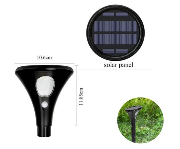 61.85CM Spike Garden Lights solar ajustável, luzes postas solares do gramado 6500K