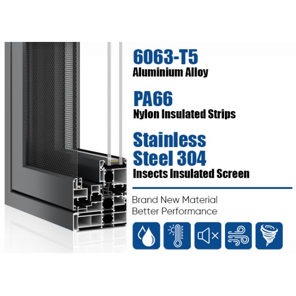 Thermal Insulation And Soundproof External Aluminium Tilt And Turn Windows With Screen Mesh