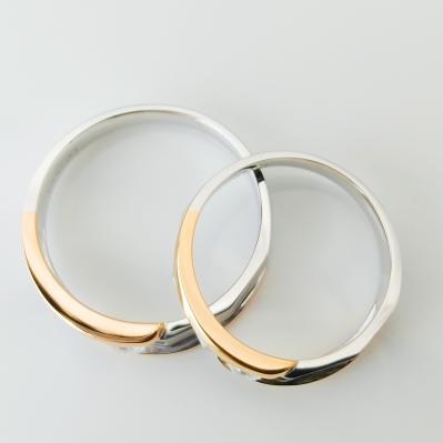 18K Double Color MEN 0.153ct Women 0.12ct Couple Gold Finger Rings