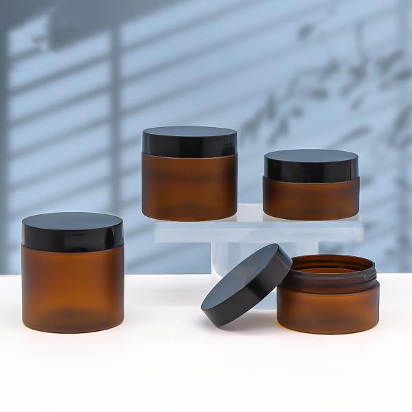 Brown Clear Airtight Round PET Containers Plastic Spice Jars With Lids