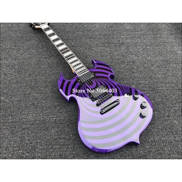 High quality shaped electric guitar purple paint circle black veneer rosewood fingerboard FREE shipping costs