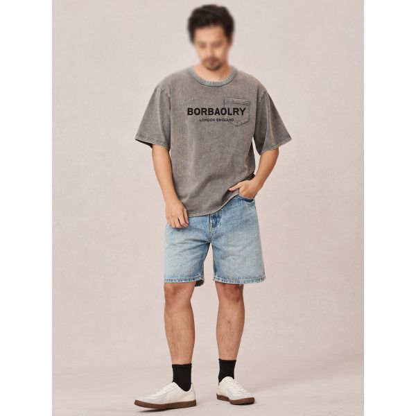Wholesale Unisex Wash Vintage Printing Summer T Shirts Heavy Weight Black Oversize Men's T-shirt