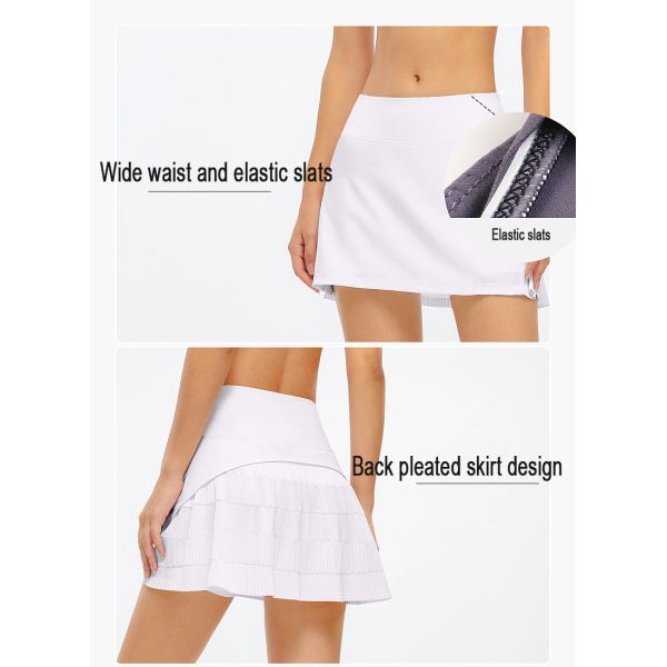 OEM White Nylon Spandex Golf Short Skirts Tennis Activewear With Pocket