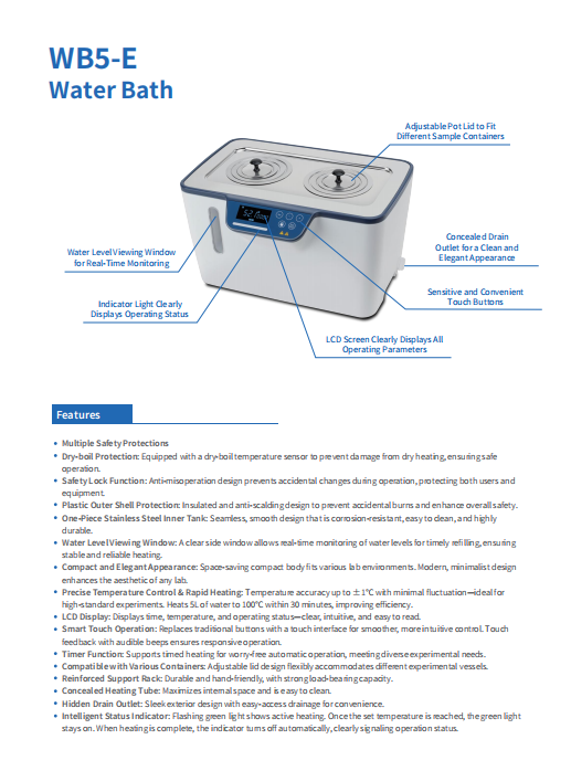 Digital Laboratory Water Bath PID Temperature Control Water Bath 5L