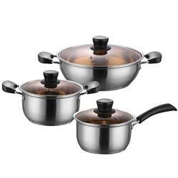 New Design Korean Style Cooking Set 6 Piece Kitchen Cookware 18/8 Stainless Steel Pans And Pots Set