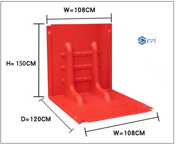 Height 150cm,depth120cm red ABS plastic anti-UV coating flood barrier