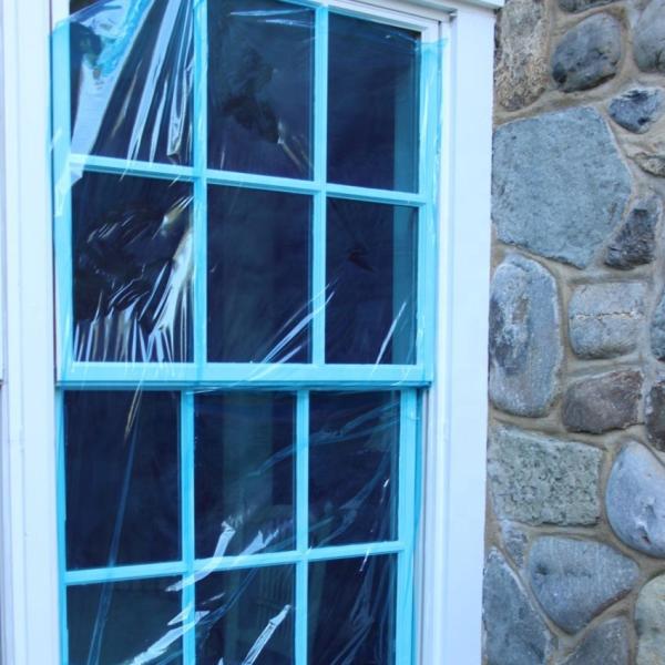 Polyethylene Anti UV Blue Color Self Adhesive Stretch Film For Temporary Glass Window