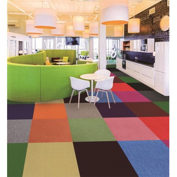 Commercial Cut Pile Nylon Carpet Tile Square Striped Pattern for Office and Hotel Rooms