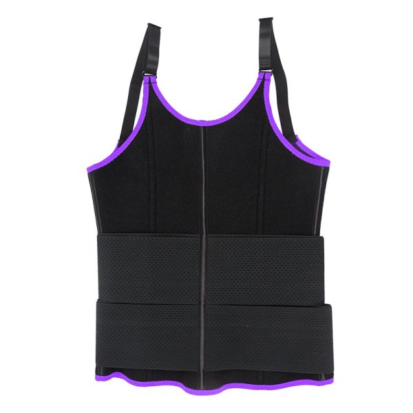Purple 6xl Sauna Vest Workout Waist Trainer Vest Zipper Closure