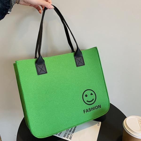 Versatile Felt Bag, Shoulder Handbag, Felt Tote Bag, Leather Strap, Shopping Bag, Large Quantity Discount Large Reusable Bags Heavy Duty Grocery Tote Bag