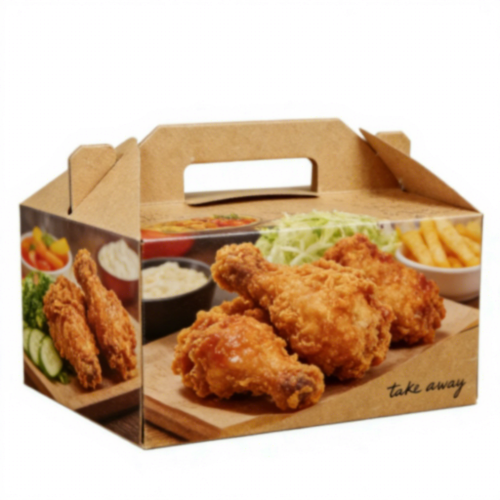 Eco-friendly Custom Logo Printed Grease Resistant Fried Chicken Box for Fast Food Takeaway