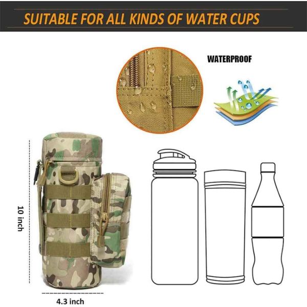 Tactical Molle Water Pouch, Tactical Bottle Holder ornaments Water Bottle Bag Hydration Carrier H20 Pouch Kettle Pouch