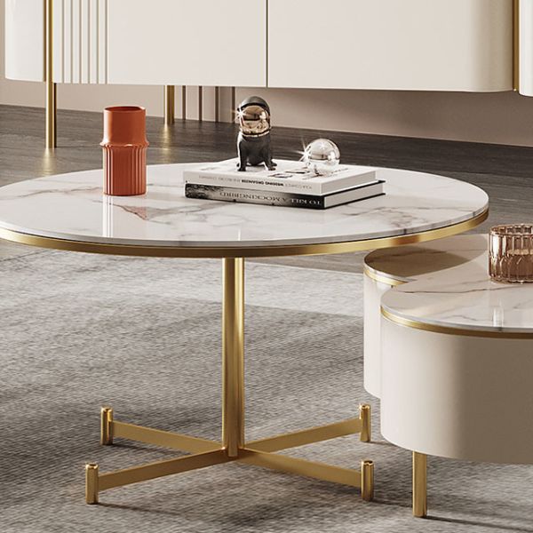 Butterfly Shaped 90cm Round Rock Coffee Table 150KG Light Luxury Tea Table