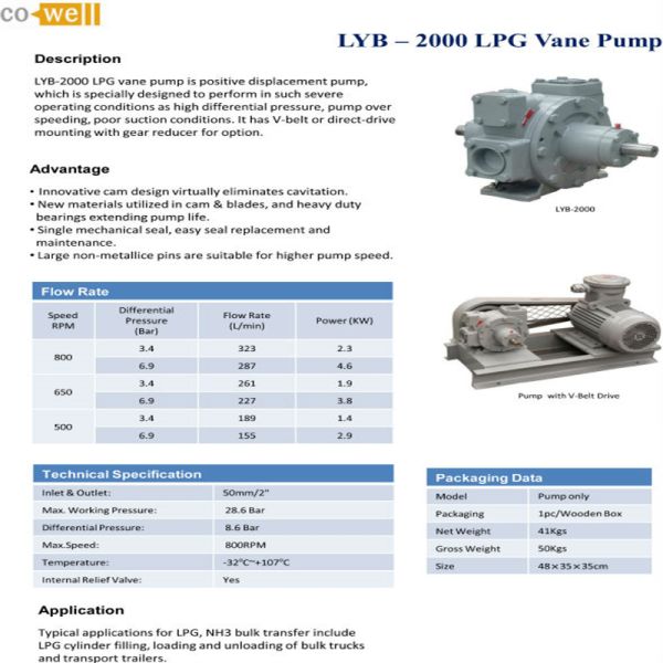 LYB-2000 LPG Dispenser Components 2'' LPG Transfer Pump Top Choice for District Energy