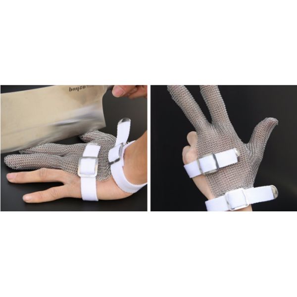 Safety Protection Stainless Steel Wire Mesh Cut Resistant Gloves Three Fingers