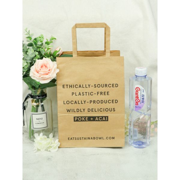 Печать покрашенных ручек бумаги бумажного мешка Брауна Крафт логотипа для выноса ресторана