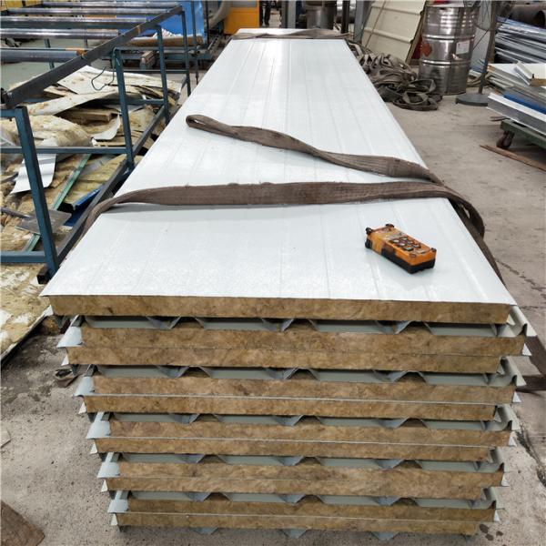 960mm diamond steel sheet rock wool sandwich roof panel with 0.376mm